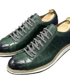 Men's Leather Shoes Loafers Dress Lace Up Classic Crocodile Pattern Oxfords
