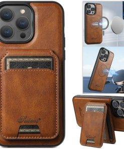 Magnetic Case for iPhone 16 Pro Max 15 Pro Max Leather Wallet Phone Cover Wireless Charging