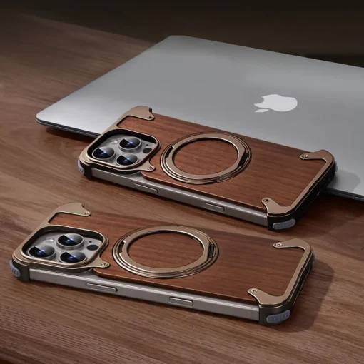 MagSafe Ring Stand Air Cushion Walnut Wood iPhone 16 Pro Max Back Case Cover - Image 9