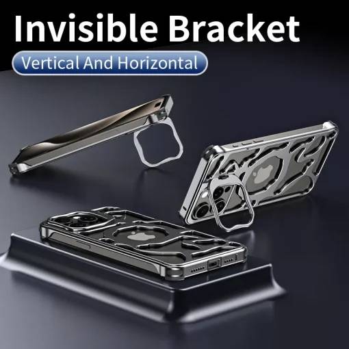 MagSafe Metal Alloy Air Cushion Kickstand Case iPhone 16 Pro Max Cover - Image 2