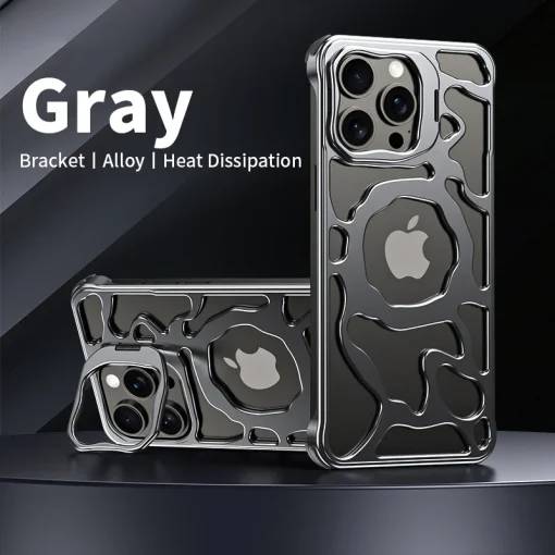 MagSafe Metal Alloy Air Cushion Kickstand Case iPhone 16 Pro Max Cover - Image 10