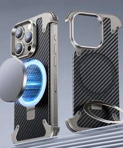 MagSafe Pivot Ring Stand Air Cushion Carbon Fiber iPhone Case Cover