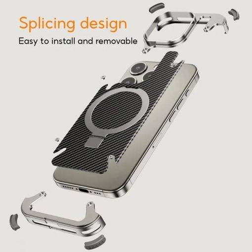MagSafe Pivot Ring Stand Air Cushion Carbon Fiber iPhone Case Cover - Image 5