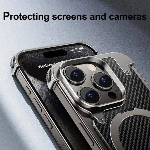MagSafe Pivot Ring Stand Air Cushion Carbon Fiber iPhone Case Cover - Image 6