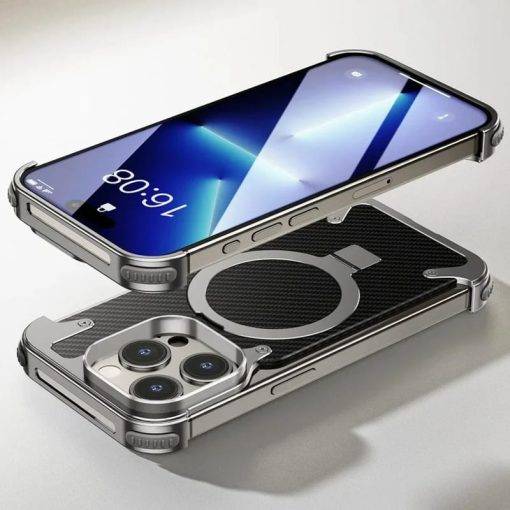 MagSafe Pivot Ring Stand Air Cushion Carbon Fiber iPhone Case Cover - Image 7