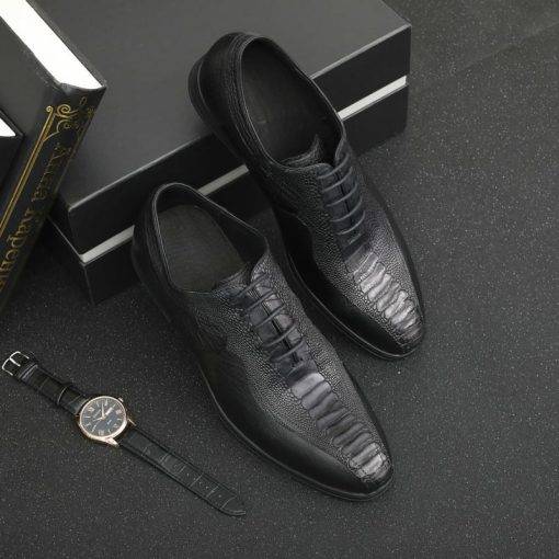Mens Ostrich Leather Business Shoes - Image 9