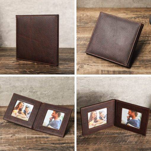 Genuine leather photo frame Vintage Picture Frame Classic Desktop Frame - Image 5