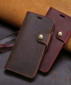 Genuine Leather Retro Wallet Phone Cover for iPhone 16 Pro Max