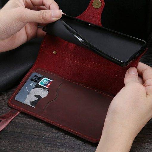 Genuine Leather Retro Wallet Phone Cover for iPhone 16 Pro Max - Image 4