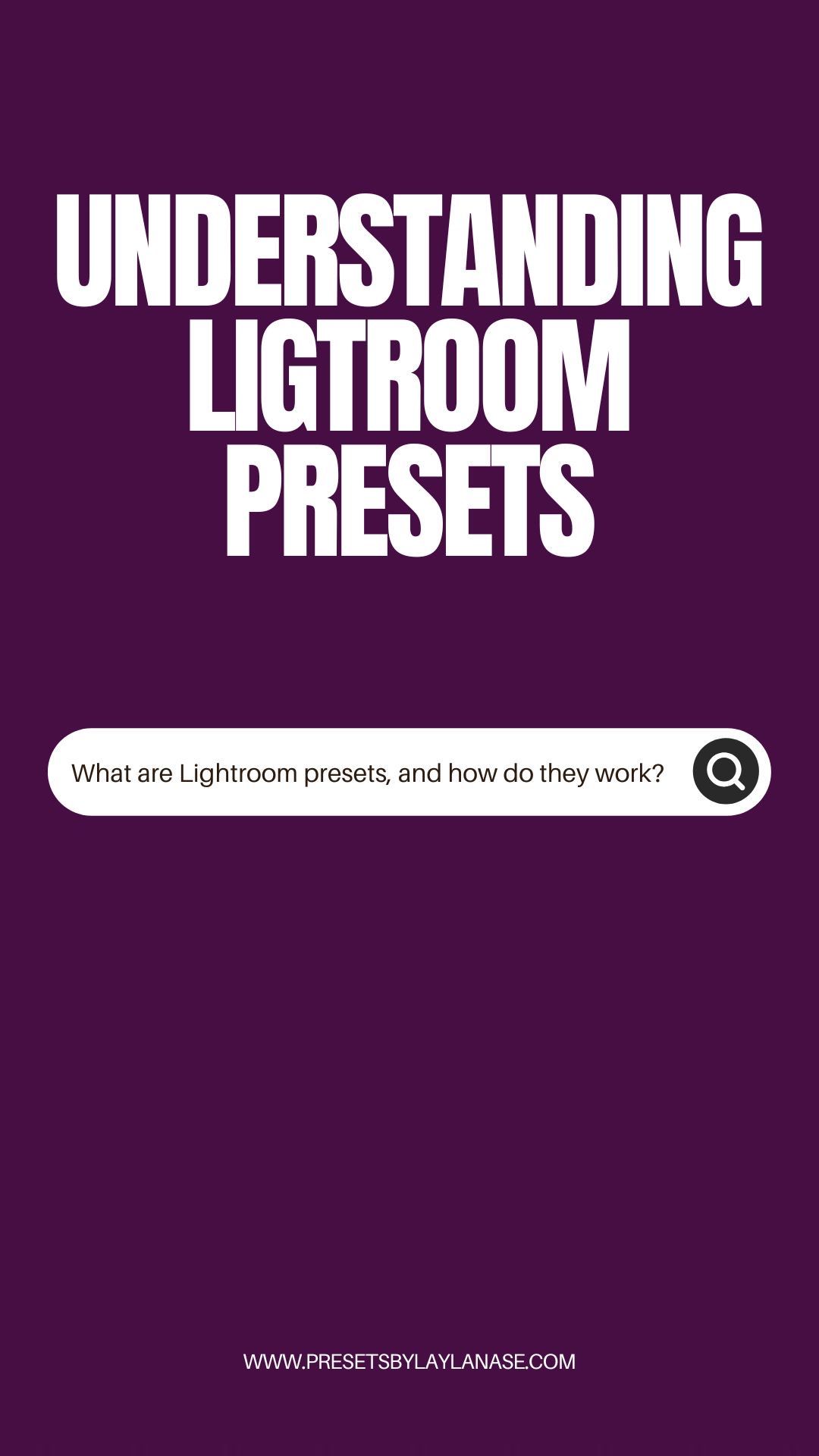 UNDERSTANDING LIGHTROOM PRESETS