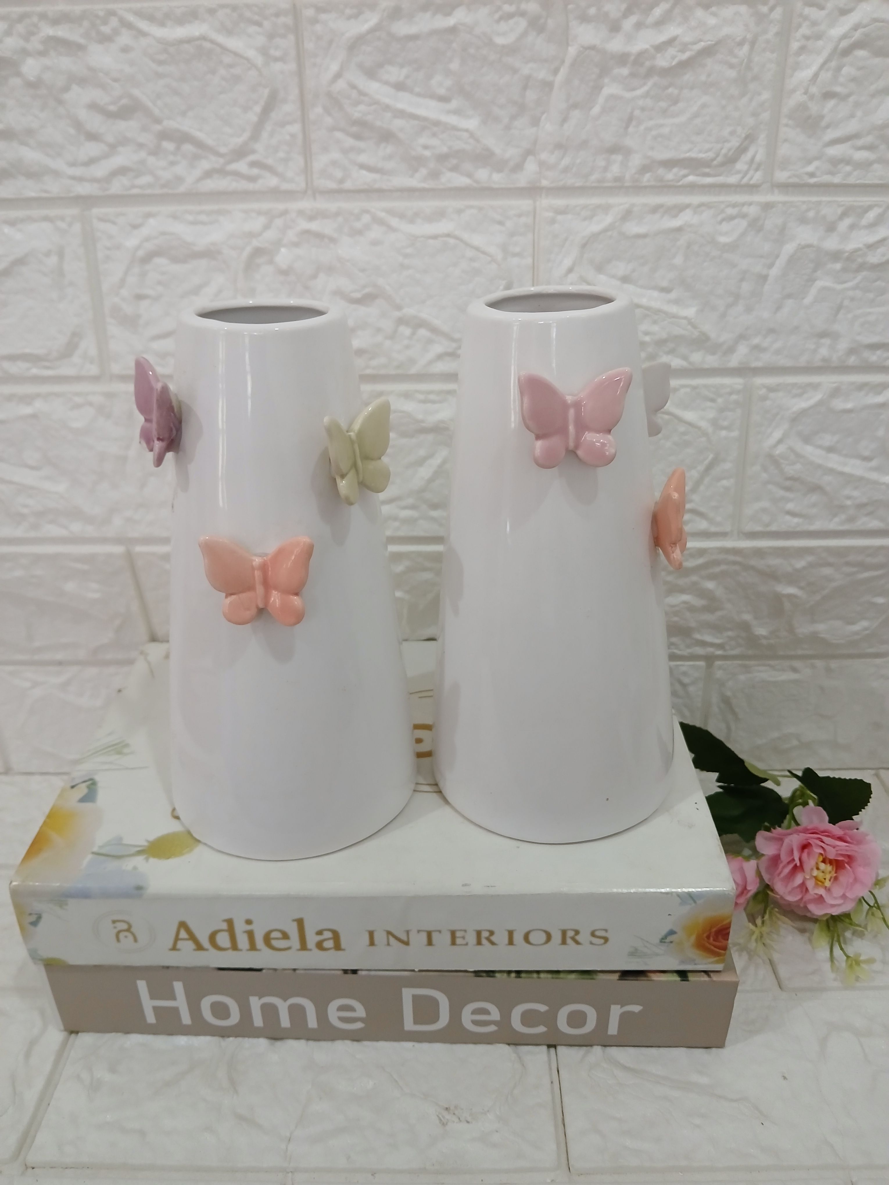 Ceramic Vase With Butterfly Image
