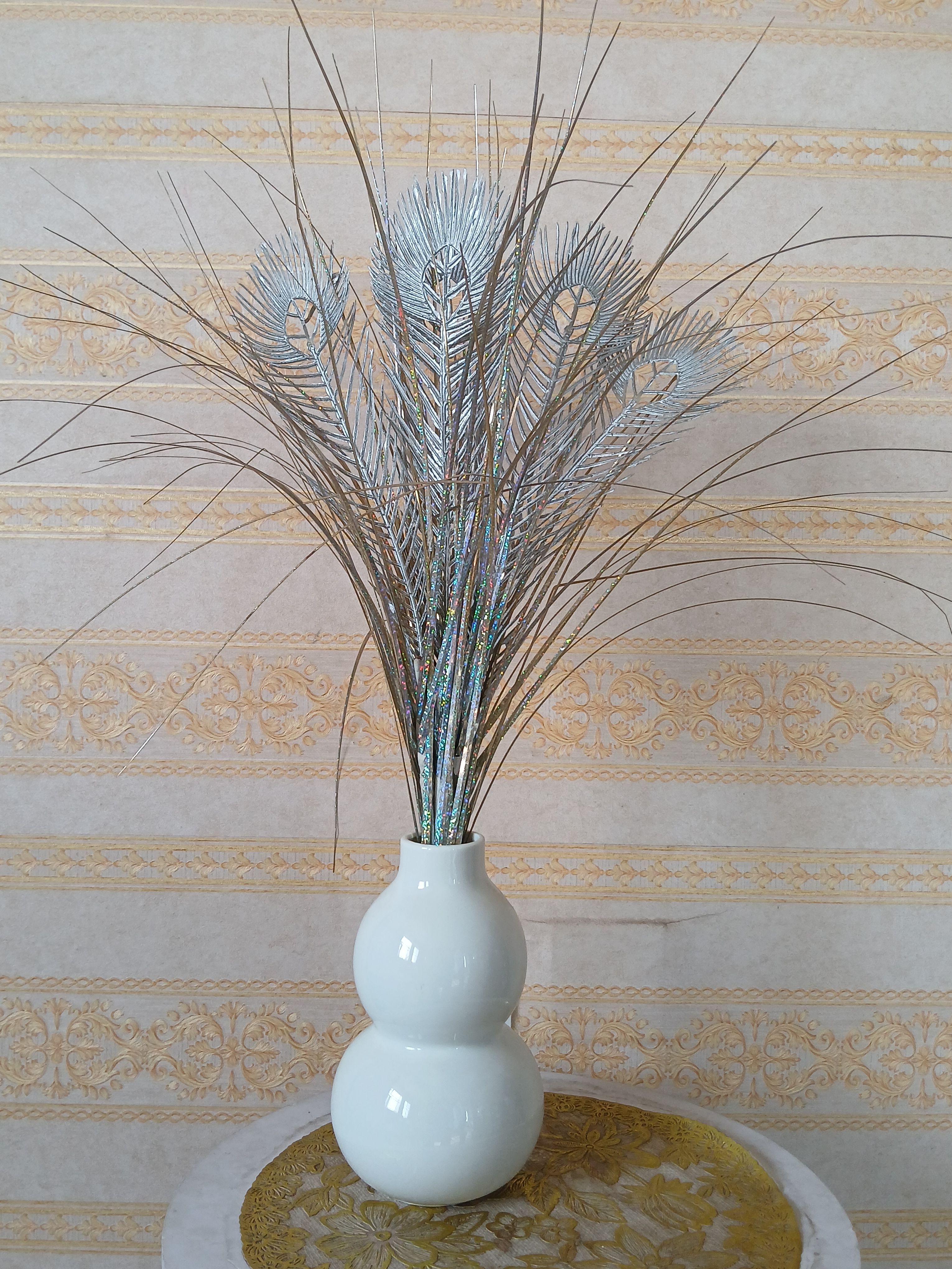 Artificial Reeds in Ceramic Vase Image