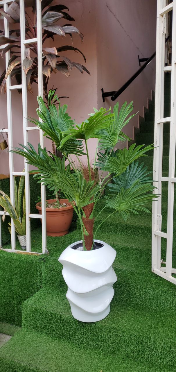 Artificial Palm Tree In Fibre Planter Image