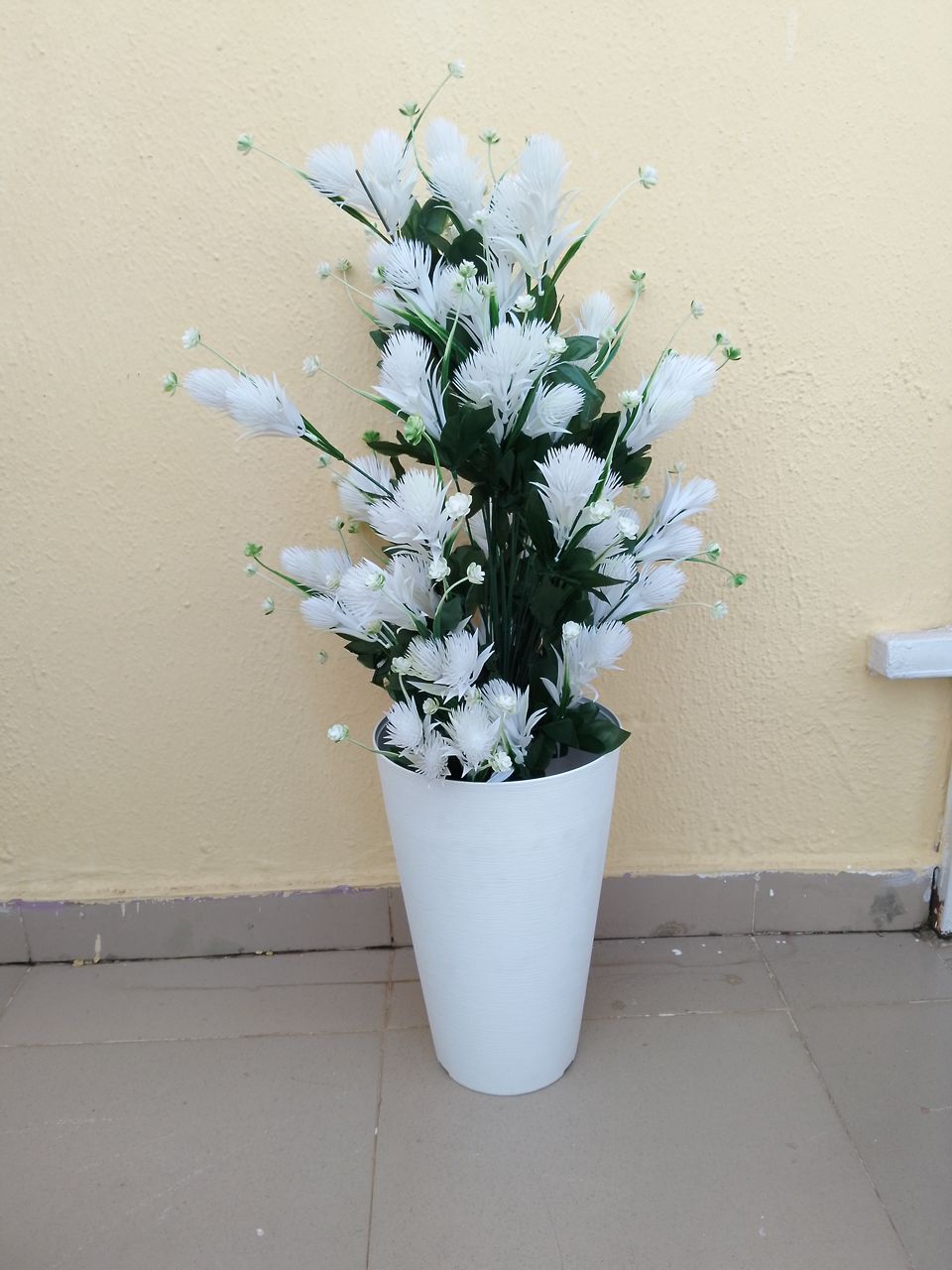Artificial Bunch Tree In Plastic Vase Image
