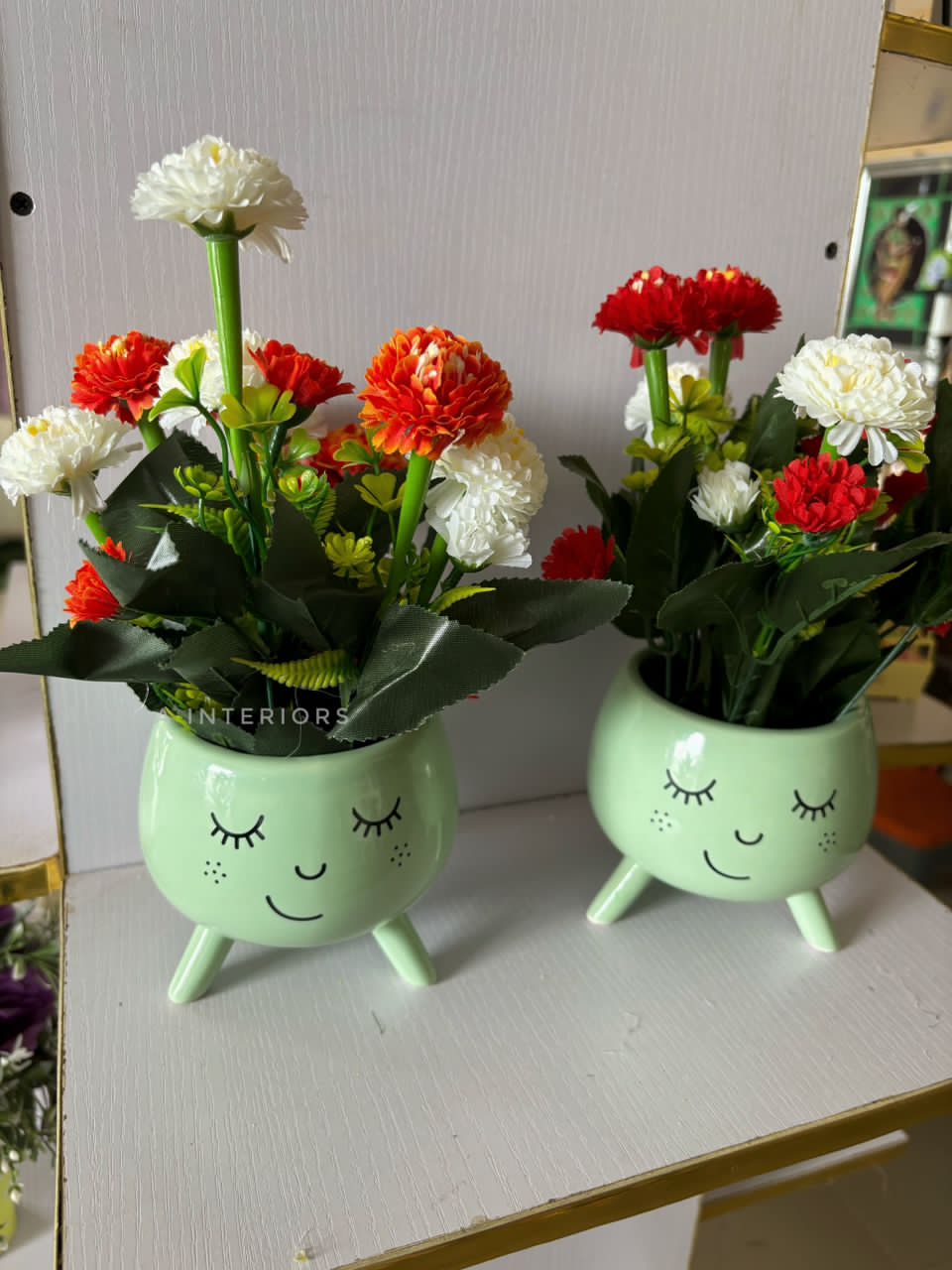 Peony Flower In Smily Face Vase Image
