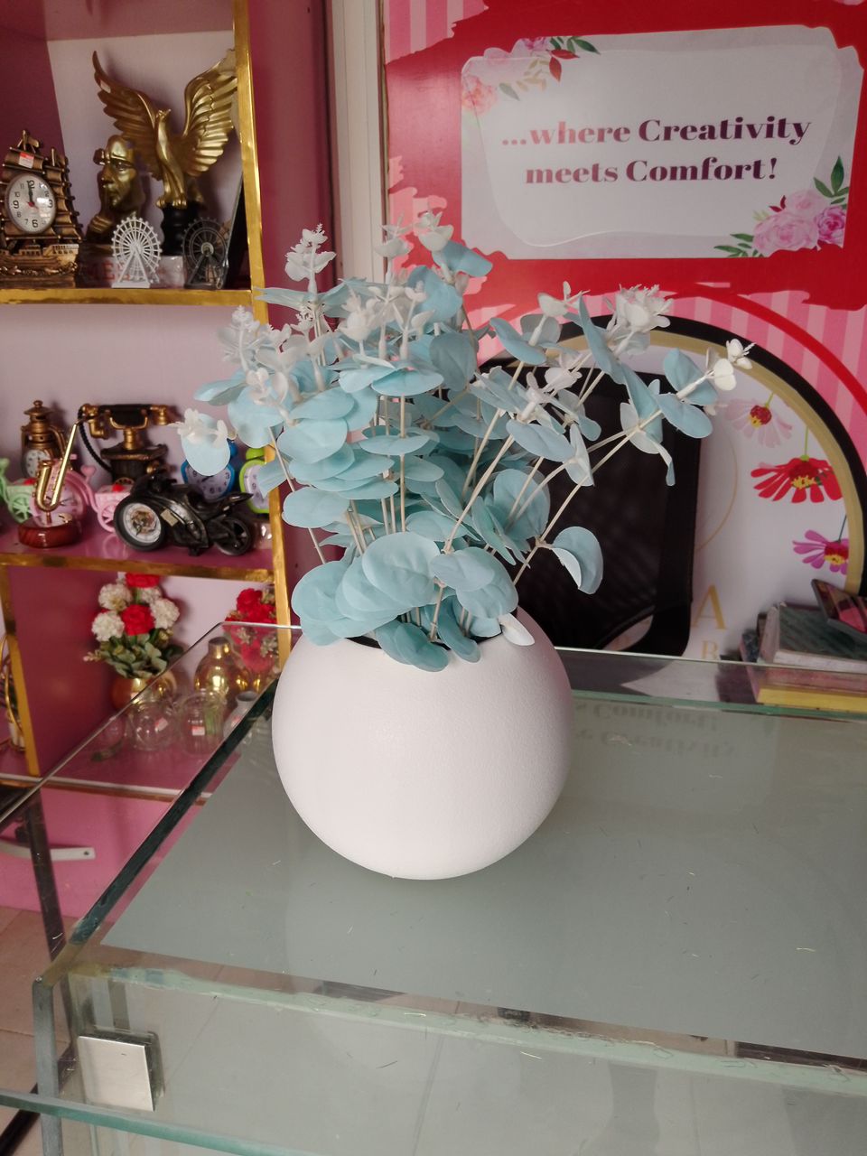 Eucalyptus Flower In Plastic Table Planter Image