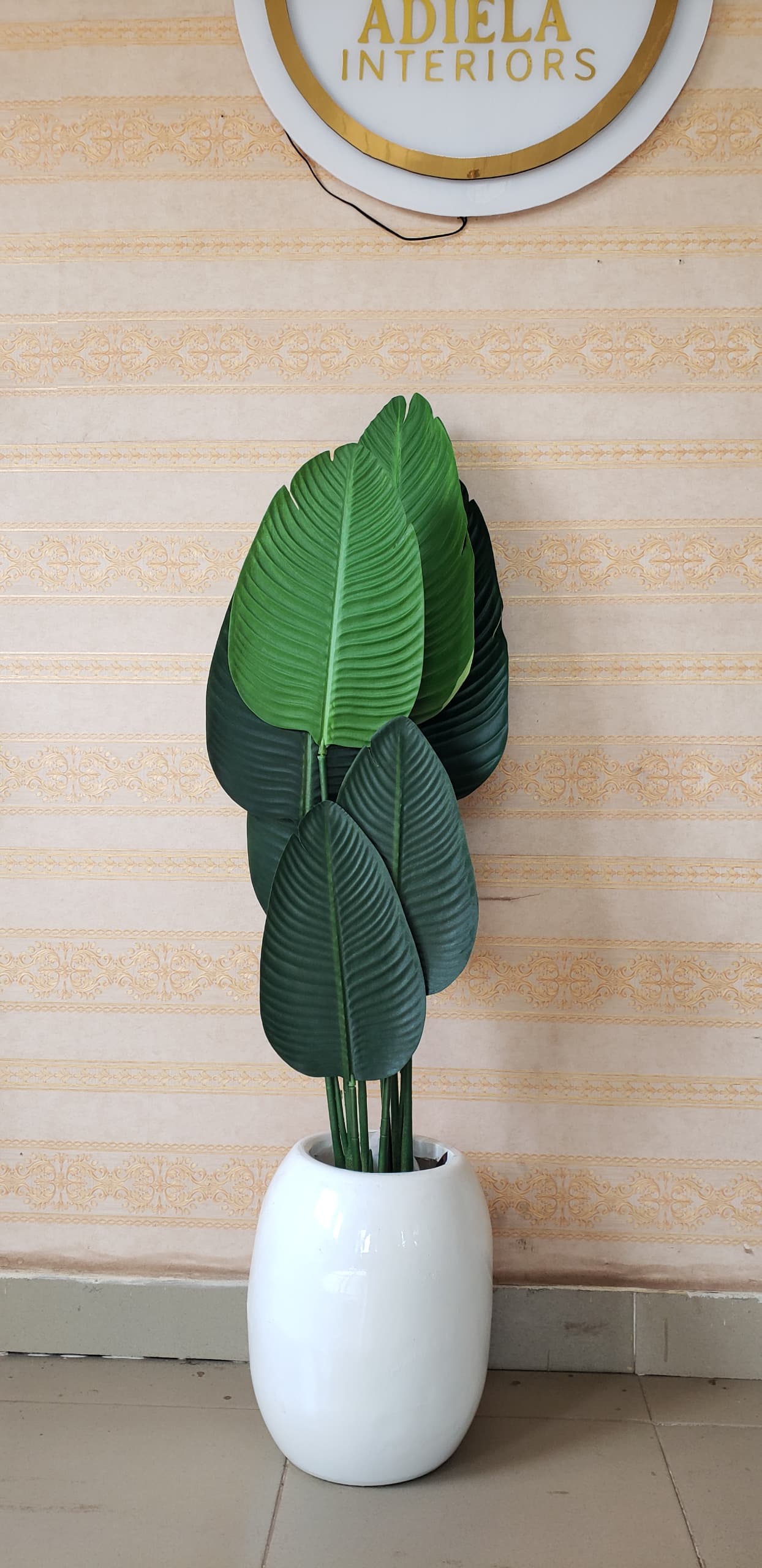 Artificial Banana Spade Plant In Fiber Planter Image