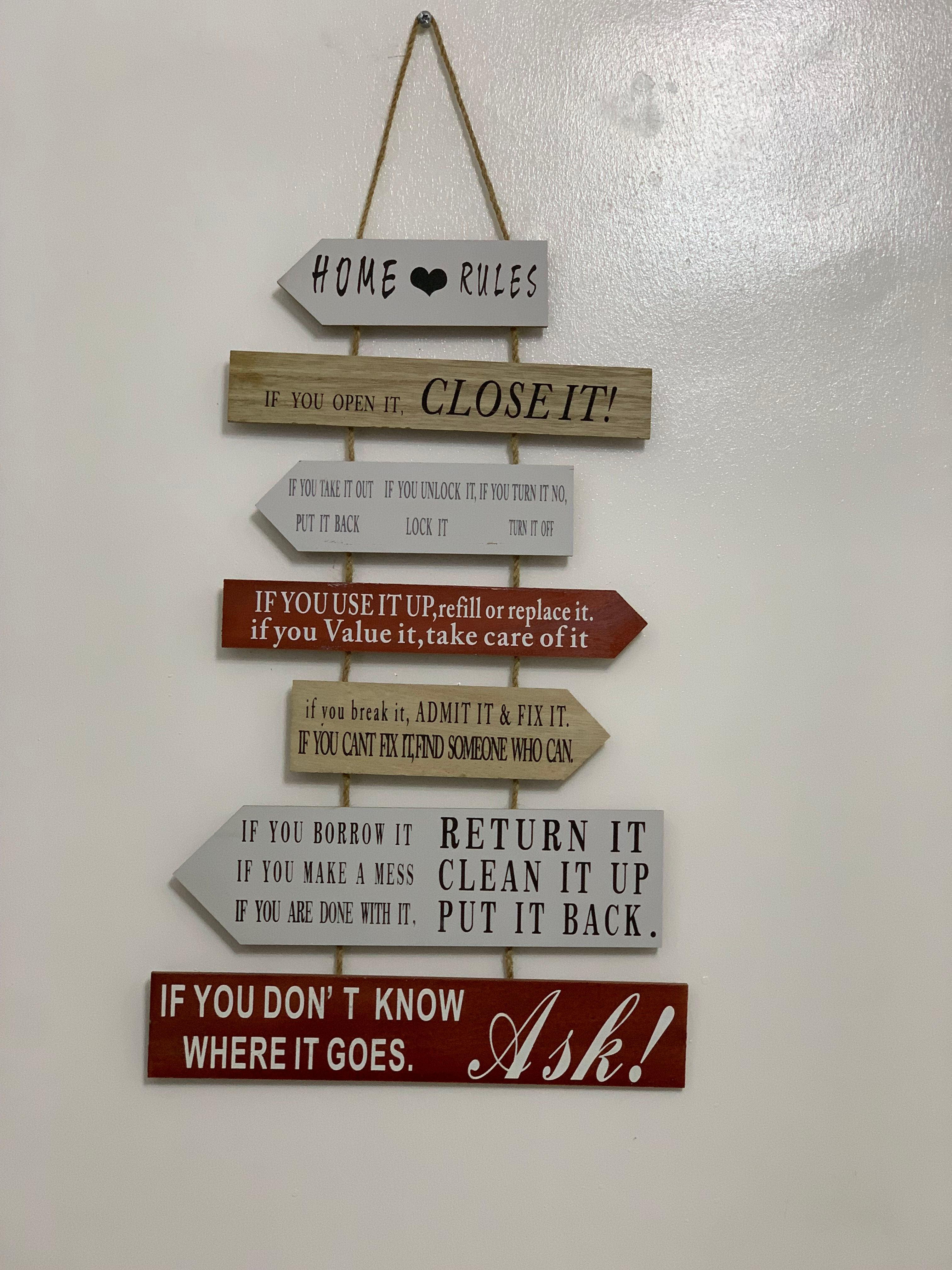 Wall Plaque- Home Rules Image