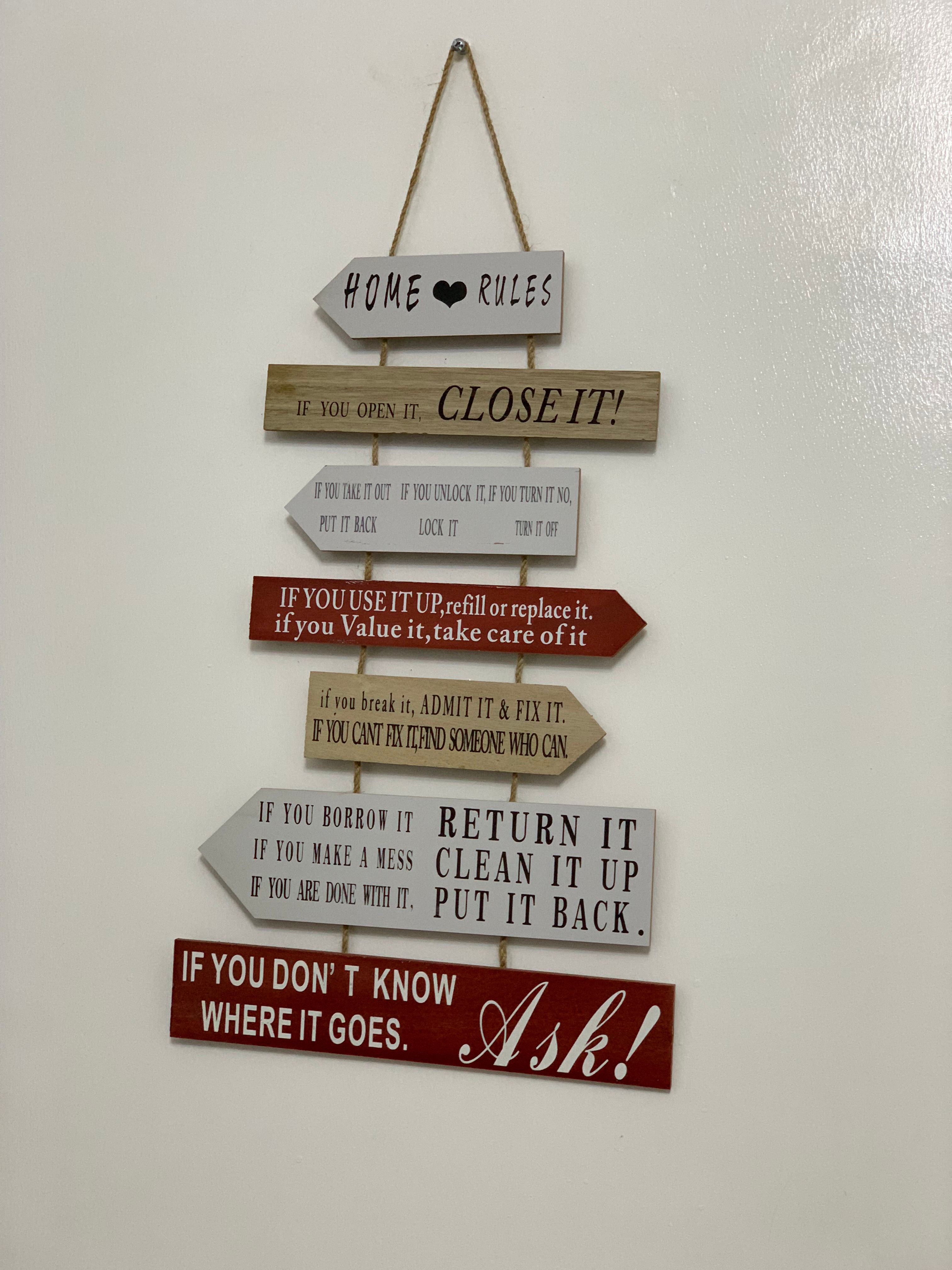 Wall Plaque- Home Rules Image