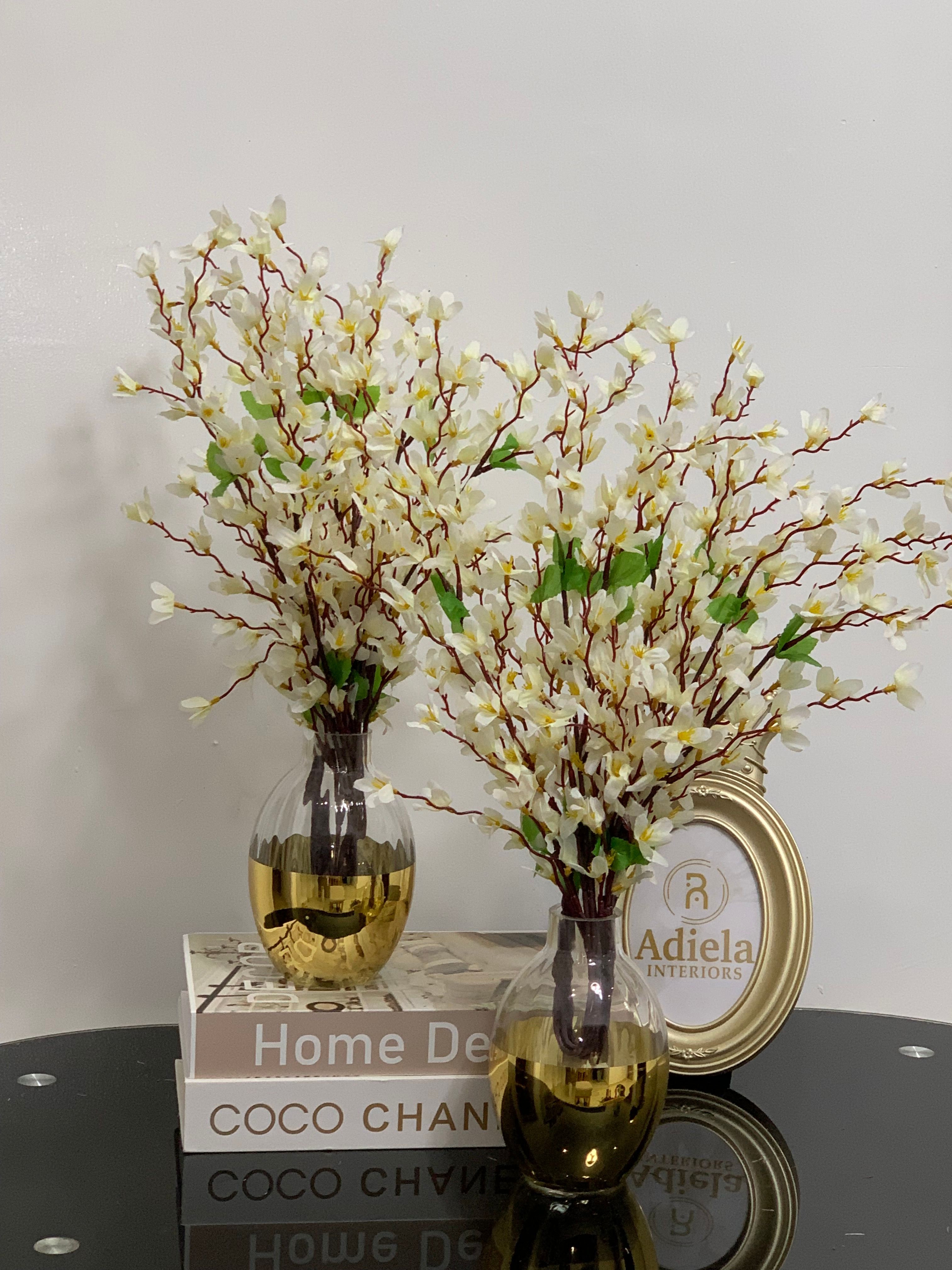 5.5” CLEAR & GOLD VASE + BLOOM FLOWER Image