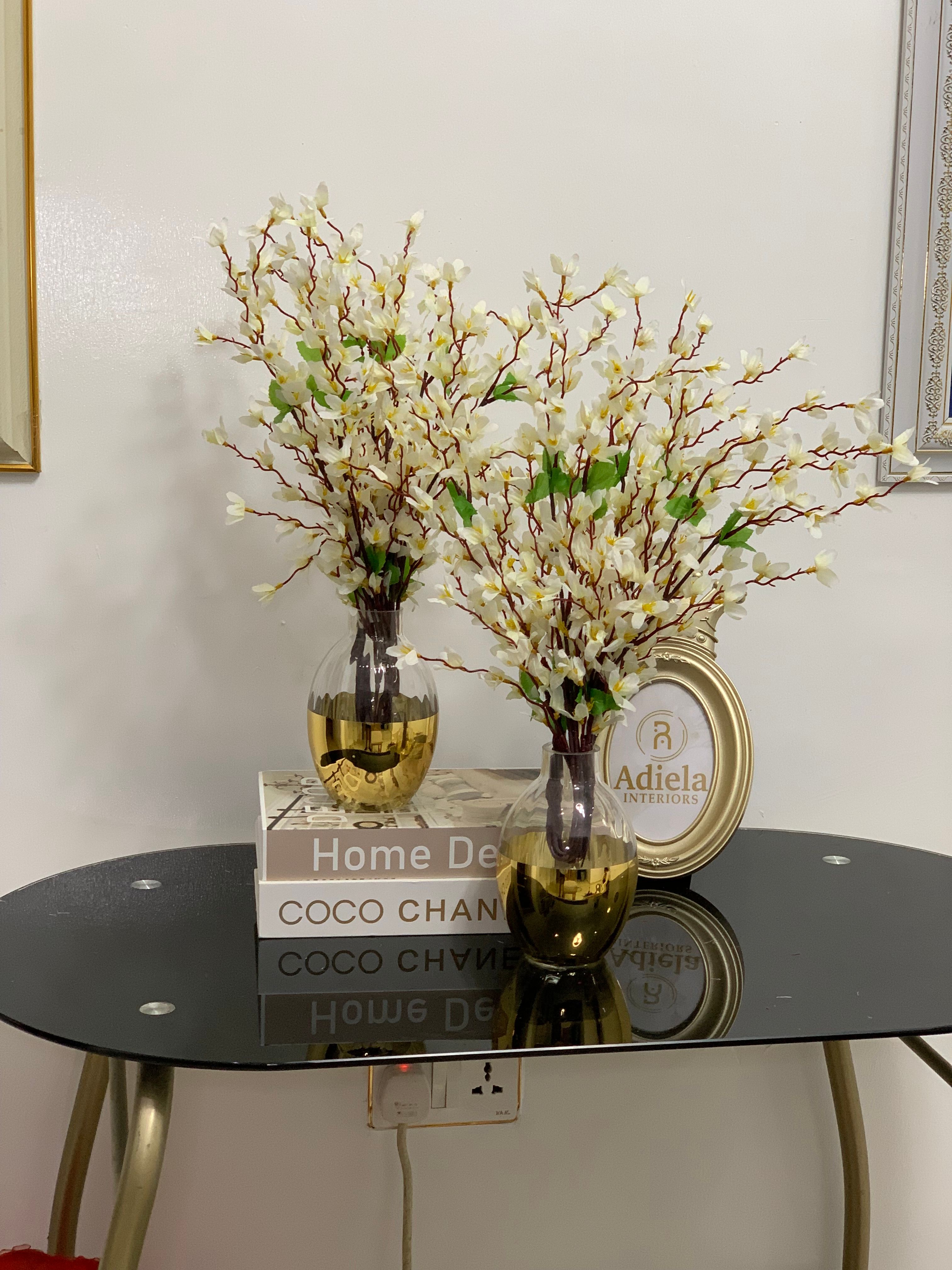 5.5” CLEAR & GOLD VASE + BLOOM FLOWER Image