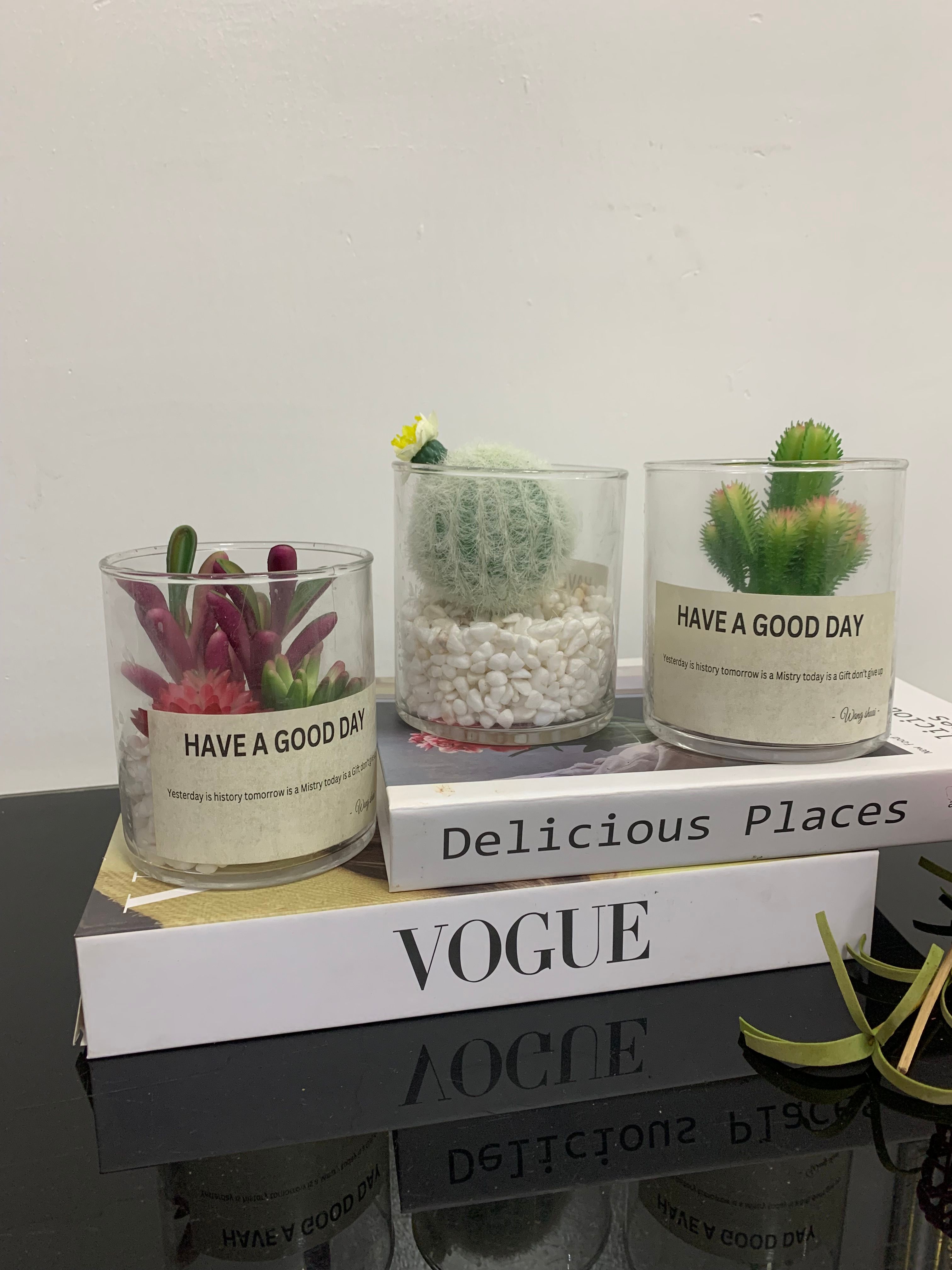 Faux Succulents in Glass Jar Image