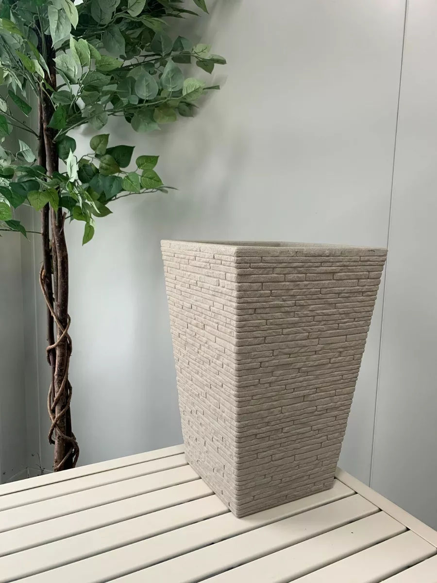 45cm Tall Plastic Slate Effect Garden Patio Planter Image