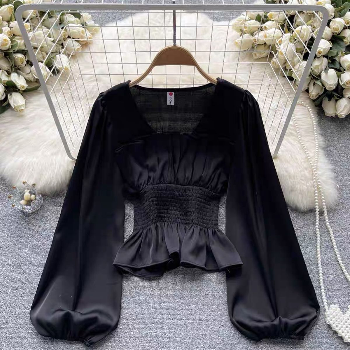Late night dinner silk top TZZ1354 image