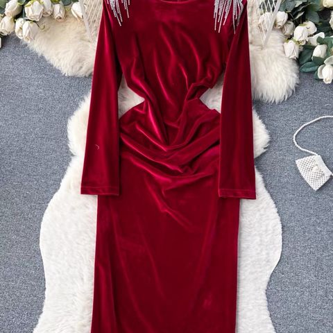 Dinner party velvet banquet dress FBC54