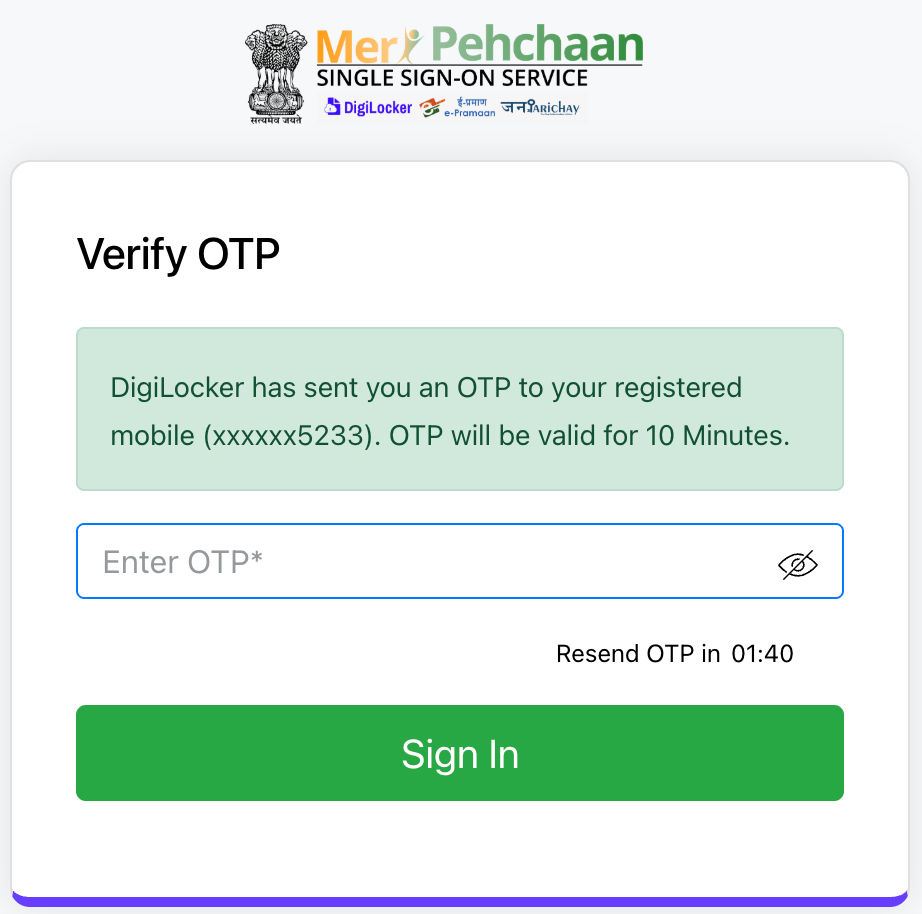 DigiLocker OTP