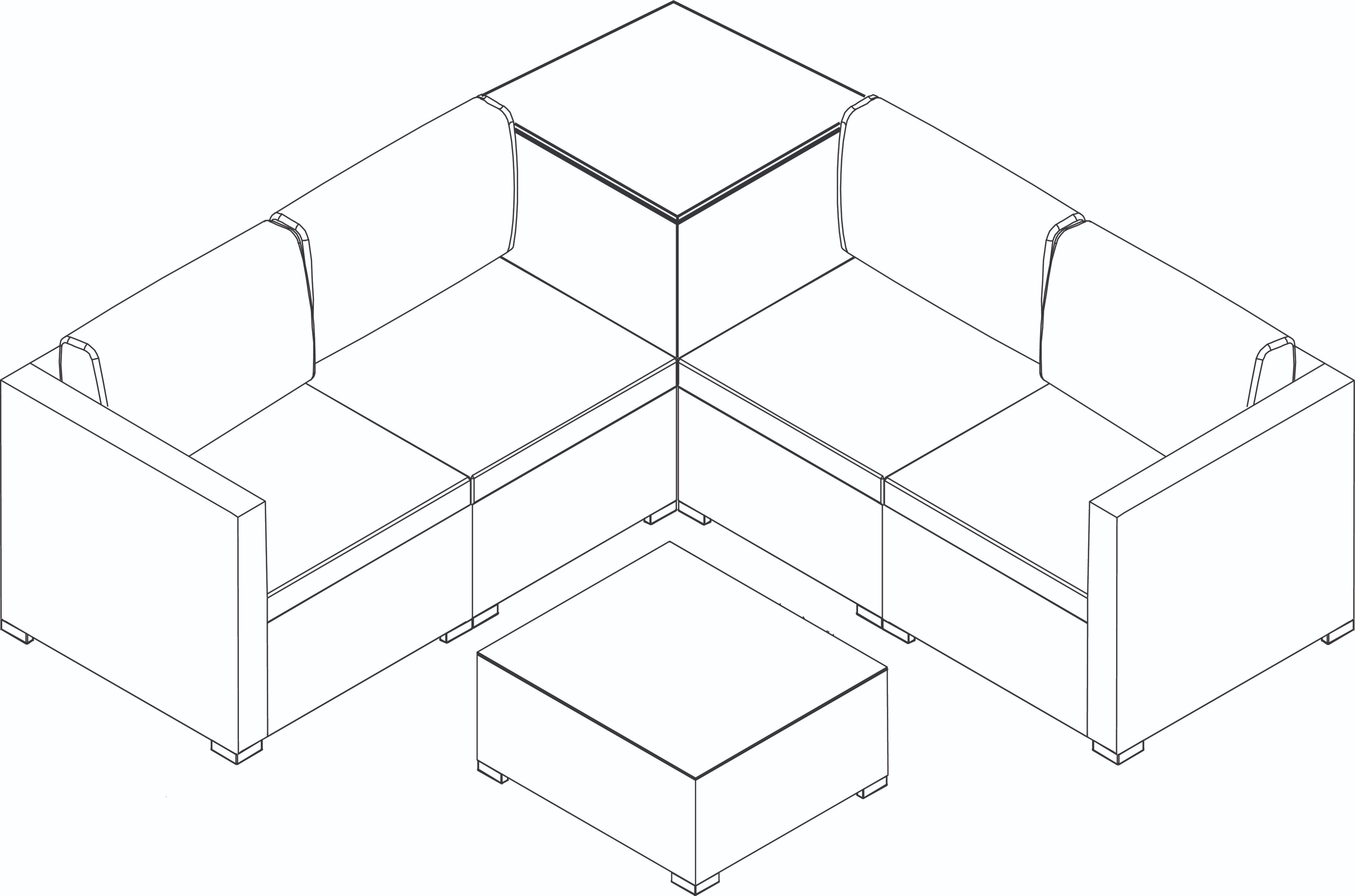 Conjunto de Mobiliário Modular de Rattan 6 Peças