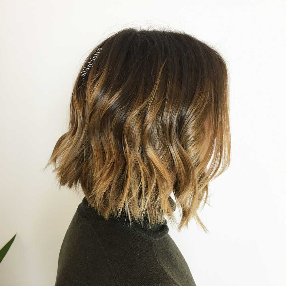 Famous Point Cut Bob Hairstyles With Caramel Balayage With Choppy Blunt Bob, Balayage Caramel Highlights With A Textured Wave (Gallery 5 of 20)