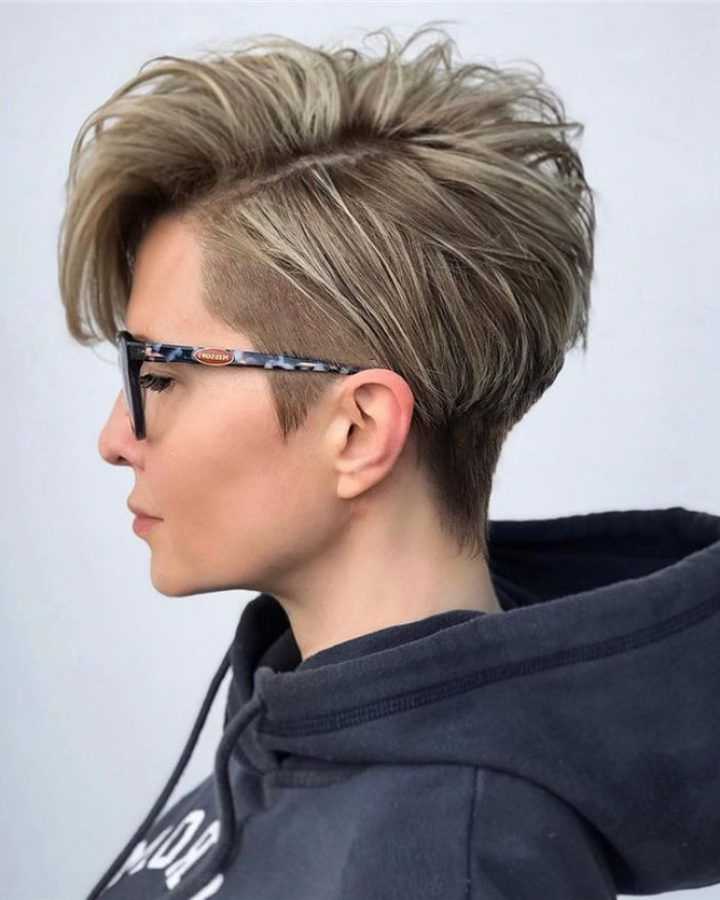 Very Short Pixie Haircuts with a Razored Side Part