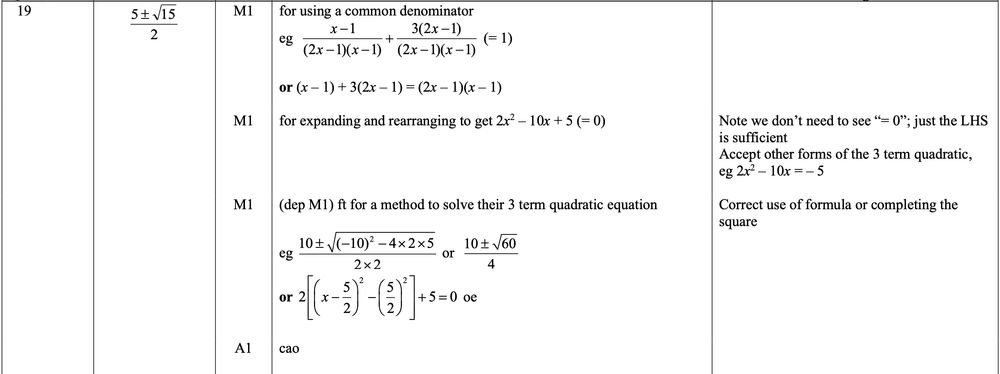 Mark scheme image