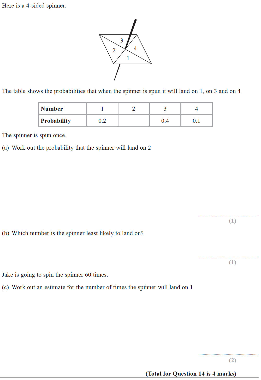 ExamQ: GCSE Maths - Foundation - Autumn 2018 - Paper 3 - Question 14