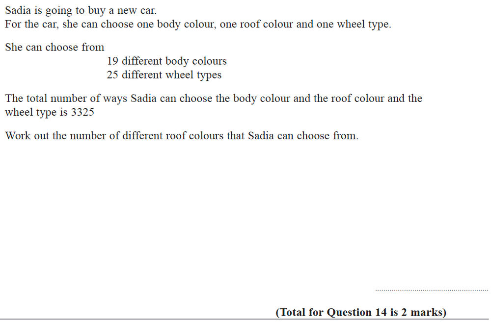 ExamQ: GCSE Maths - Higher - Autumn 2019 - Paper 2 - Question 14