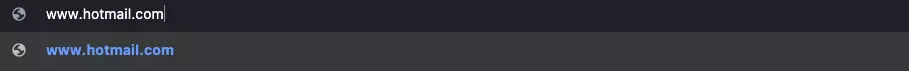 Barra de endere&ccedil;o preenchida com site do hotmail