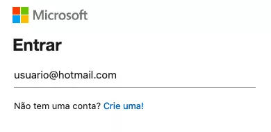 Campo de usu&aacute;rio do email do hotmail
