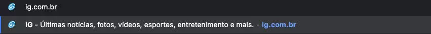 Barra de endere&ccedil;o preenchida com site do Igmail