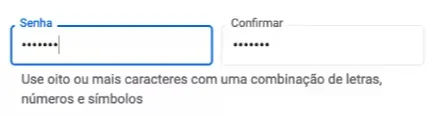 Campo de Senha Campo de senha preenchido