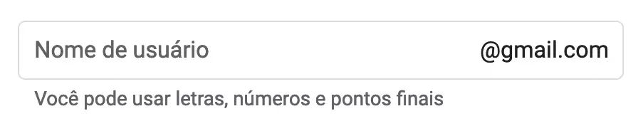 Usuário de Email Gmail Campo de usuário do gmail vazio