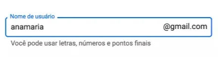 Campo de Usuário Campo de usuário do formulário