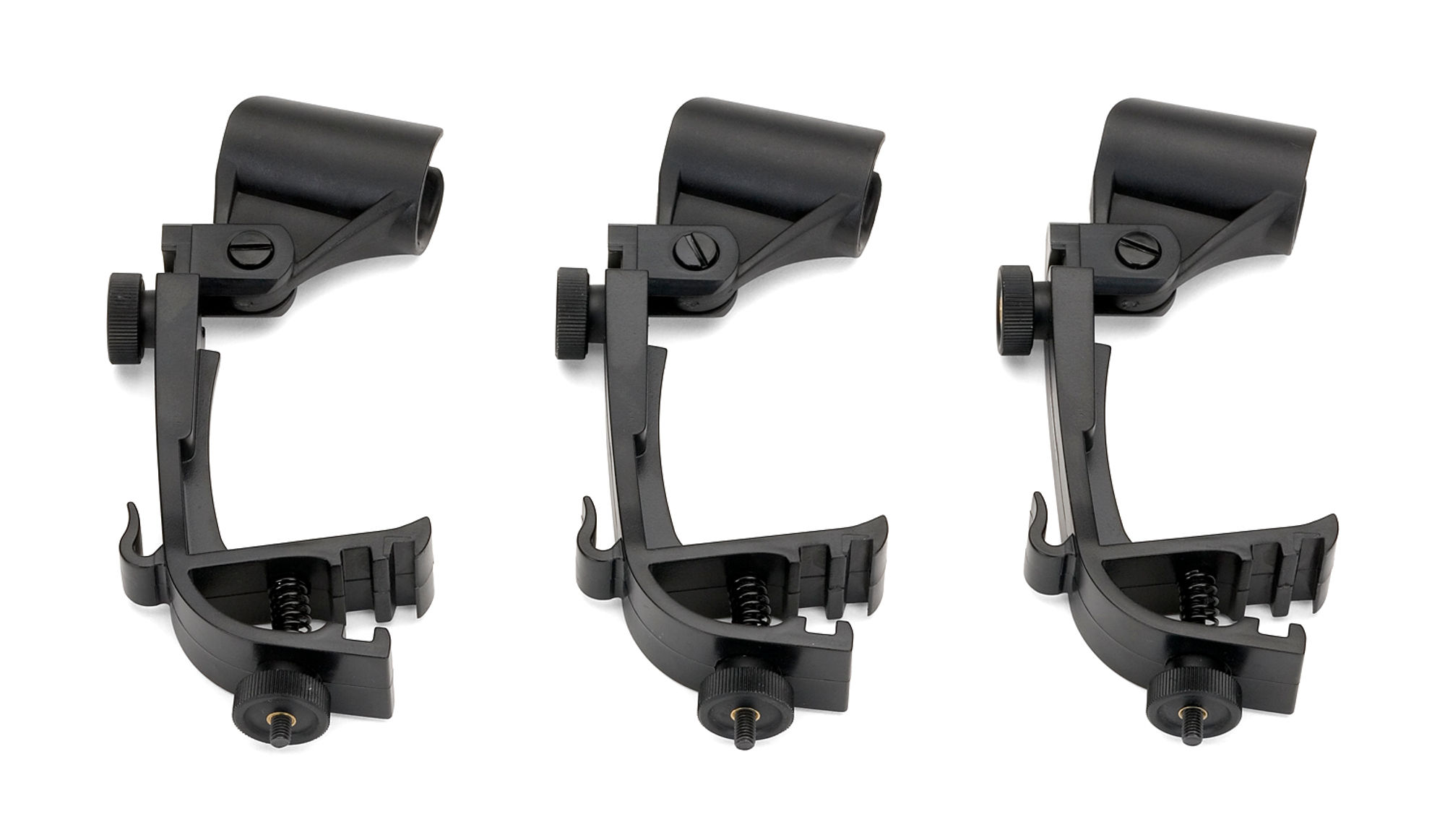 DCM100 Drum Mic Clips, three next to each other