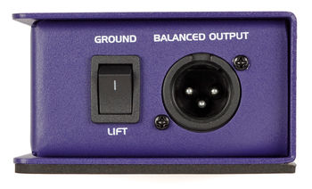 MD1 Pro end view showing XLR output and ground lift switch