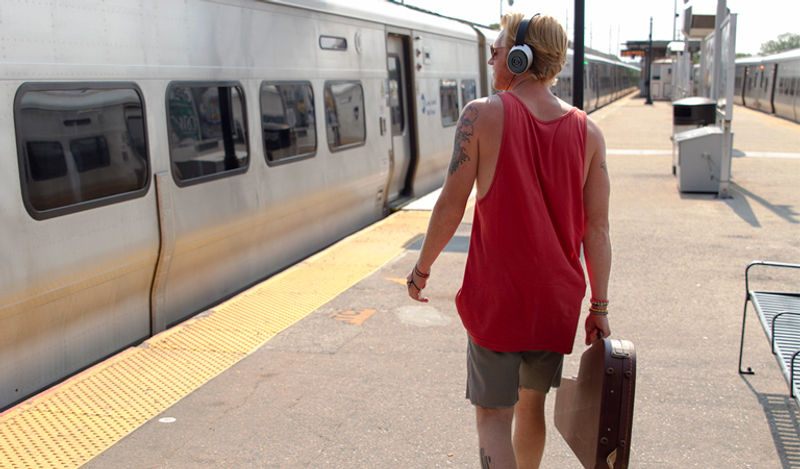 Male at train station wearing SR550