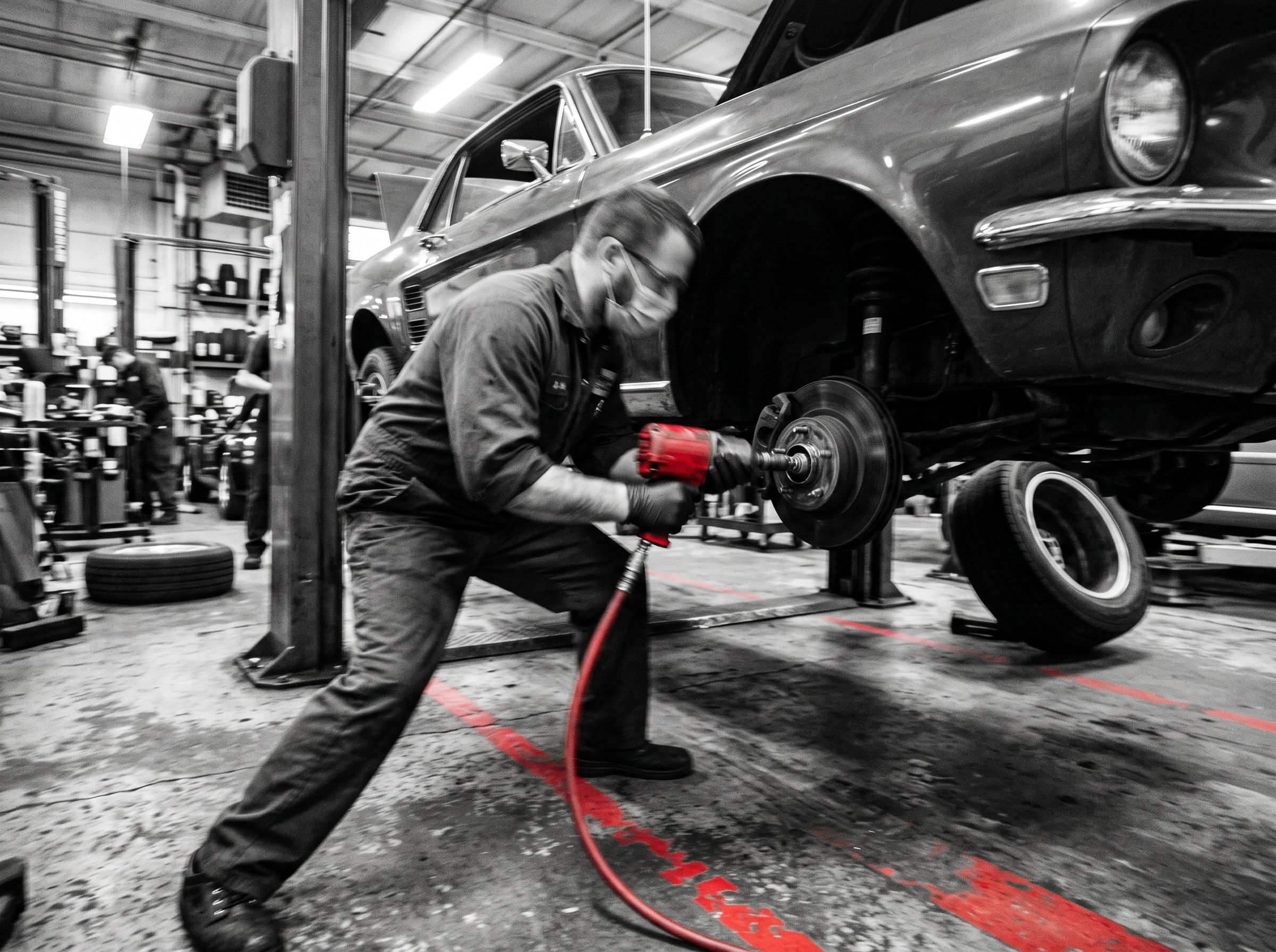 Professional tire installation at All Things Automotive