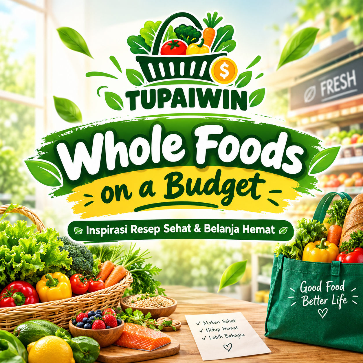 Fresh whole foods and healthy ingredients