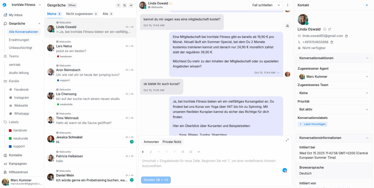 ezyaa Posteingang Dashboard