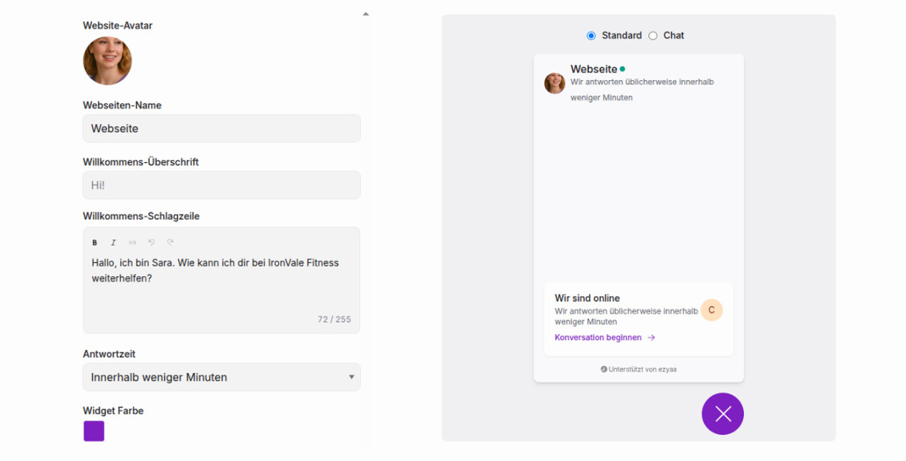 ezyaa Web-Widget Dashboard