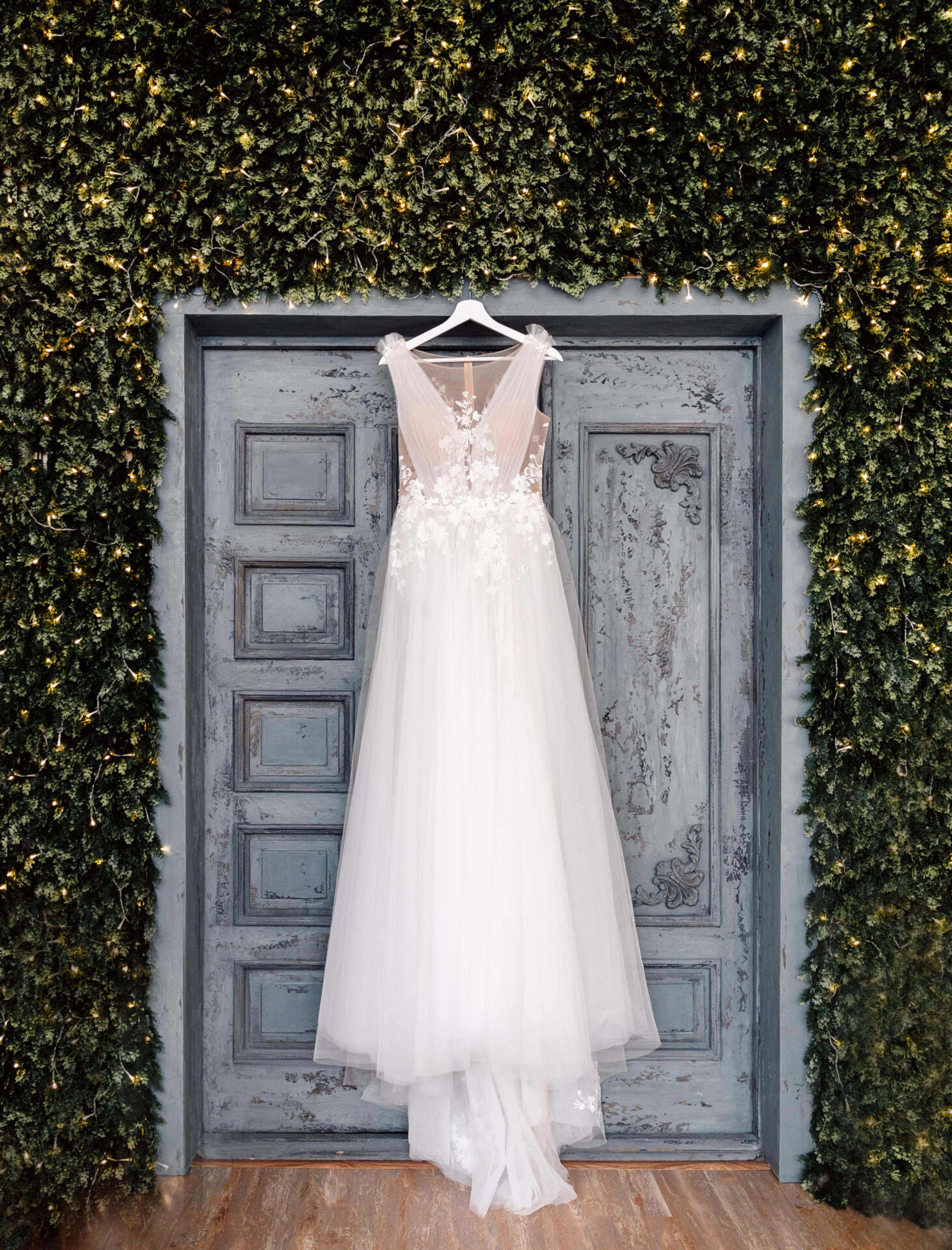 Wedding dress hanging